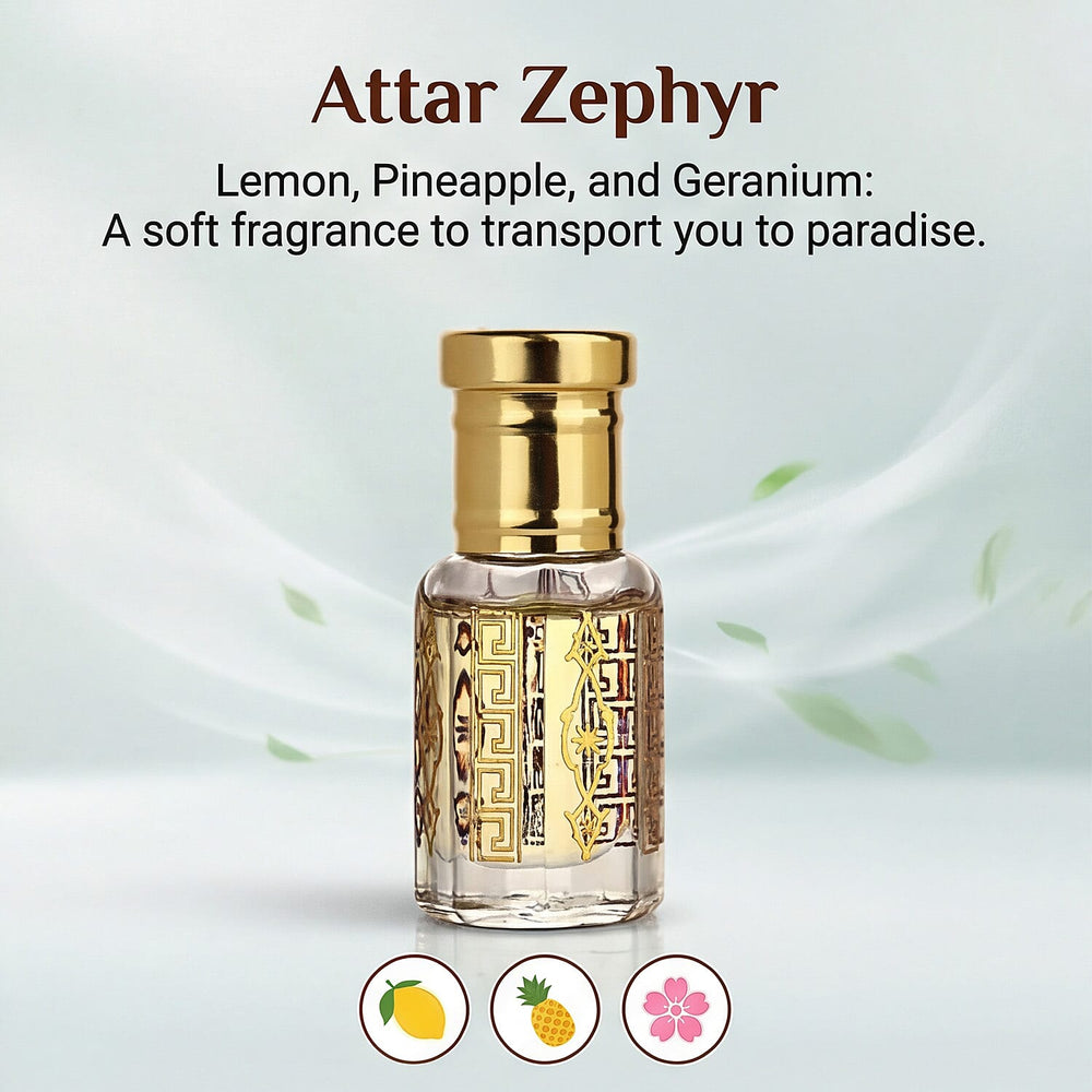 Jaipur Fragrance - Set of 2 -Velvet Smoke Attar Perfume Oil Set - Attar Zephyr (Resinous Rose - Frankincense) - Attar Musk (Clean White Musk)