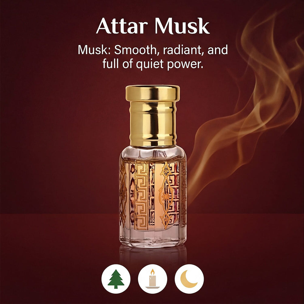 Jaipur Fragrance - Set of 2 -Velvet Smoke Attar Perfume Oil Set - Attar Zephyr (Resinous Rose - Frankincense) - Attar Musk (Clean White Musk)