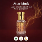 Jaipur Fragrance - Set of 2 -Velvet Smoke Attar Perfume Oil Set - Attar Zephyr (Resinous Rose - Frankincense) - Attar Musk (Clean White Musk)