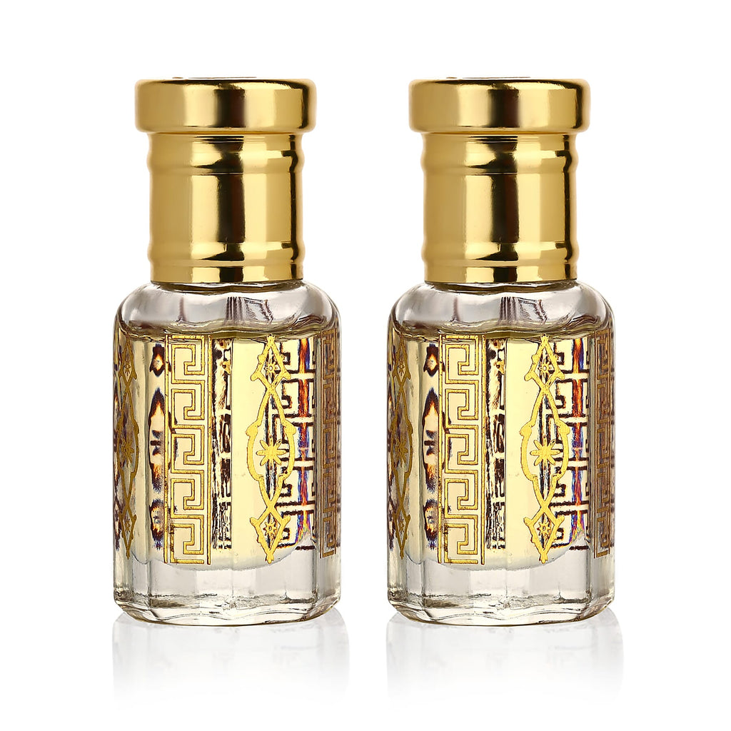 Jaipur Fragrance - Set of 2 -Velvet Smoke Attar Perfume Oil Set - Attar Zephyr (Resinous Rose - Frankincense) - Attar Musk (Clean White Musk)