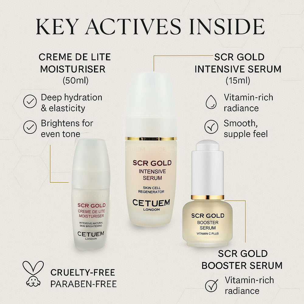 Cetuem Trio Bundle (Includes 50ml Creme De Lite Moisturiser, 50ml Intensive Serum & 15ml Booster Serum)
