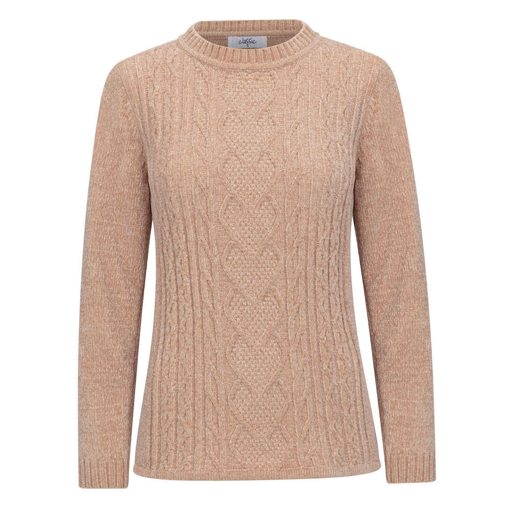 Classic Chenille Wide Cable Front Jumper (Size L) - Beige_8302316