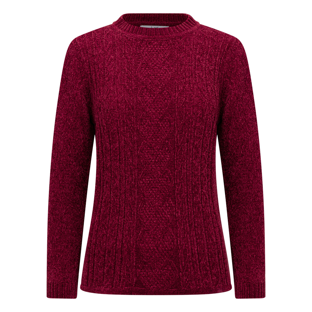 Classic Chenille Wide Cable Front Jumper (Size M) - Burgundy_8302321
