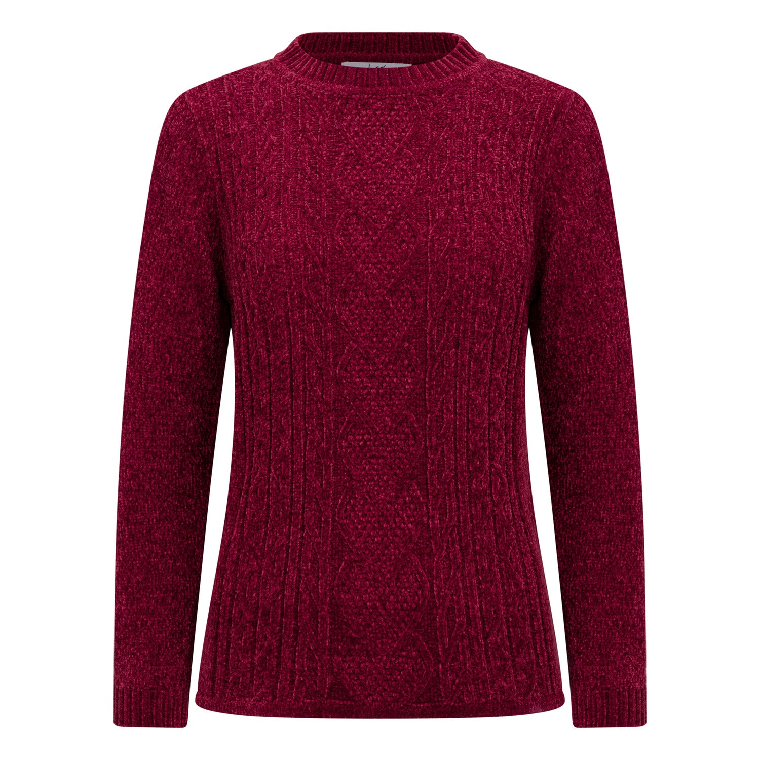 Classic Chenille Wide Cable Front Jumper (Size M) - Burgundy_8302321