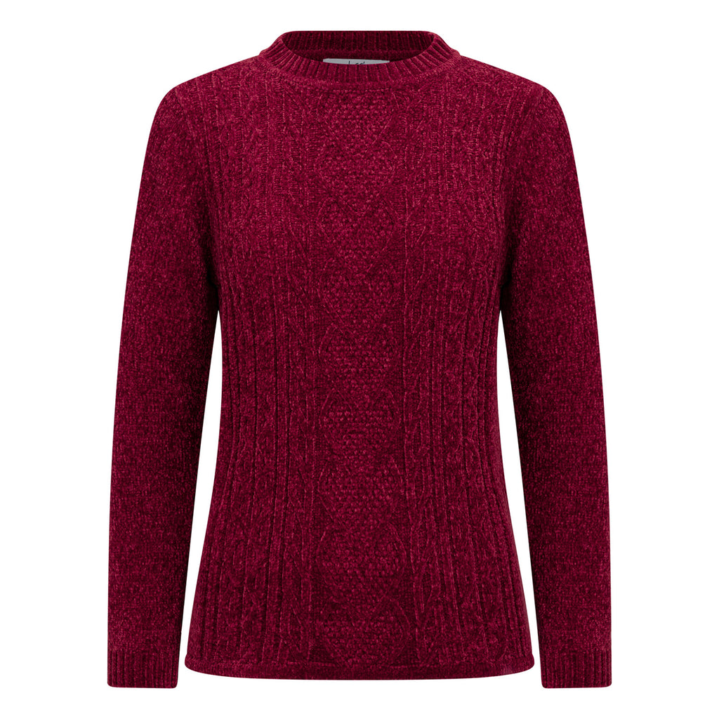 Classic Chenille Wide Cable Front Jumper (Size XL) - Burgundy_8302323