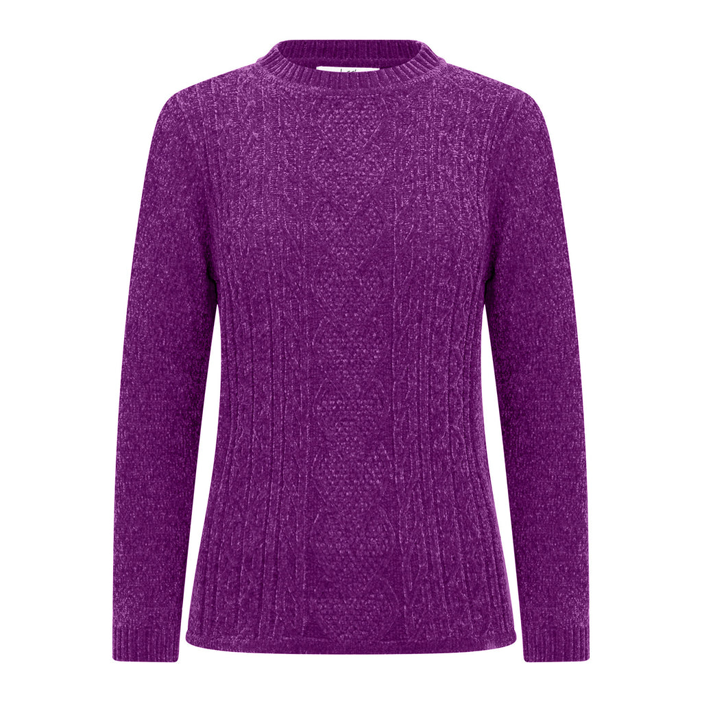 Classic Chenille Wide Cable Front Jumper (Size XL) - Purple_8302339