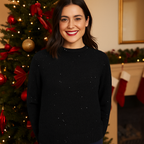 Classic Round Neck Sparkle Chenille Jumper (Size L) - Black_8302372_1