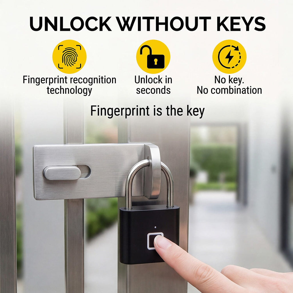 Rolson - Fingerprint Padlock ( Upto 20 Fingerprint Registration Capacity )