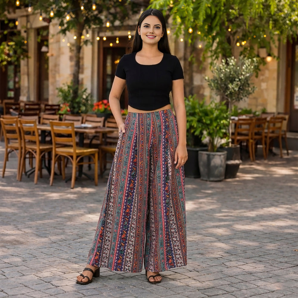 & Maisi Printed Jean and Pant/Trouser (Size - Large) - Multi Color_8308850_1
