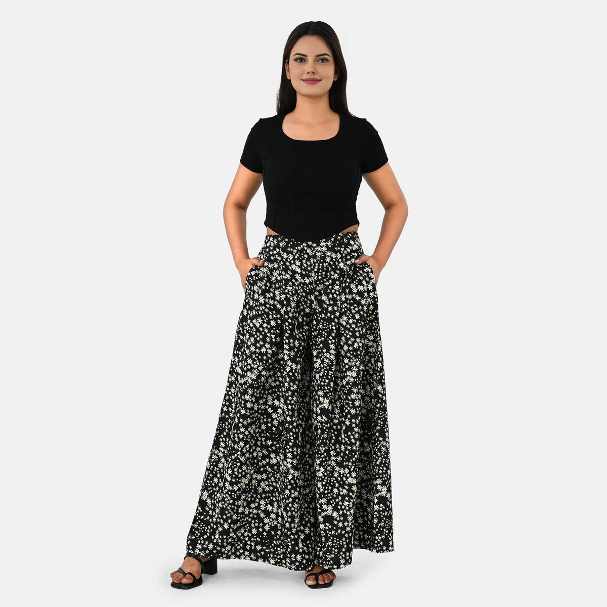 & Maisi Printed Jean and Pant/Trouser (Size - Medium) - Black & White_8308875