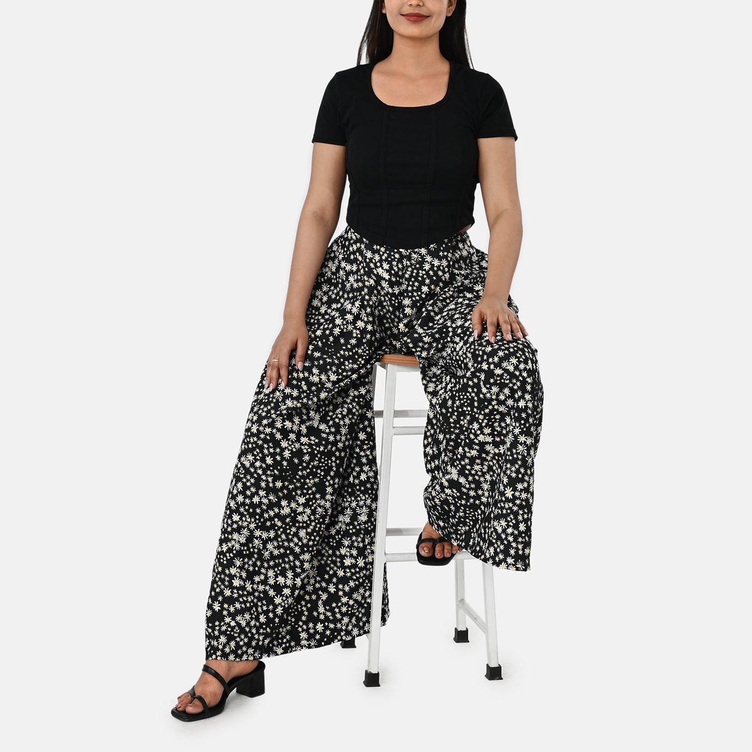 & Maisi Printed Jean and Pant/Trouser (Size - Large) - Black & White_8308895_4