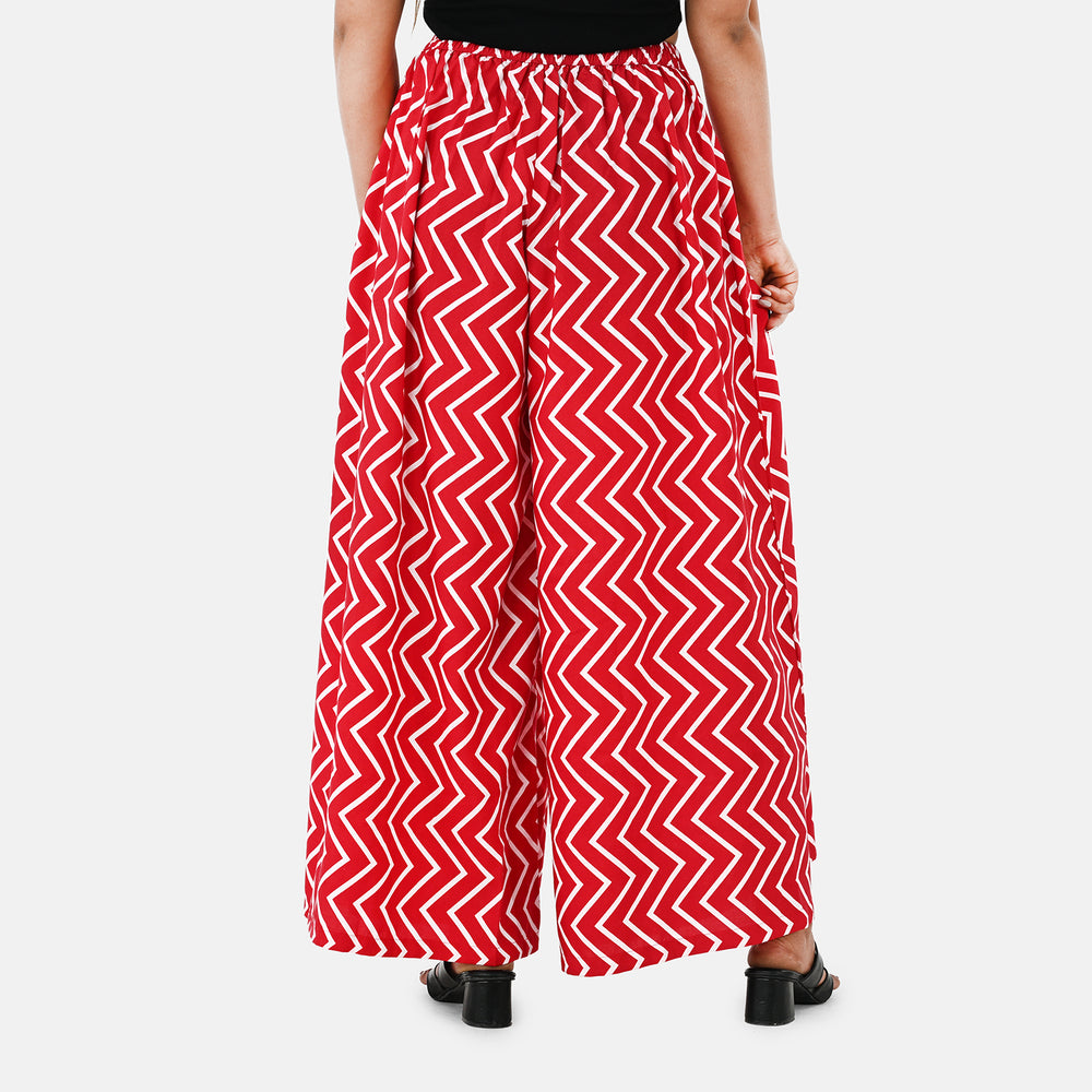 & Maisi Printed Jean and Pant/Trouser (Size - Large) - Red White_8308934_2