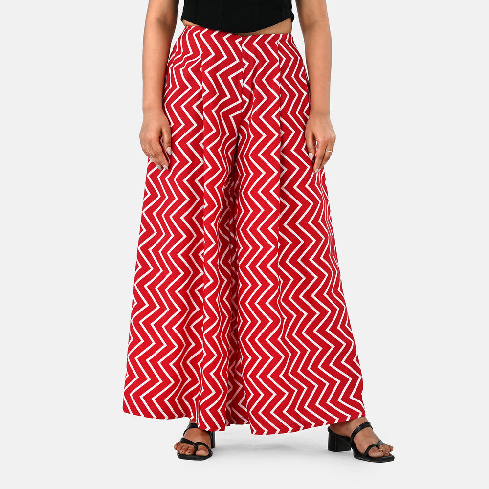 & Maisi Printed Jean and Pant/Trouser (Size - Large) - Red White_8308934_4