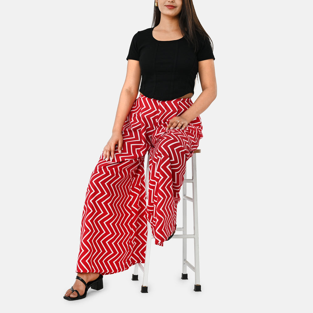 & Maisi Printed Jean and Pant/Trouser (Size - Large) - Red White_8308934_5