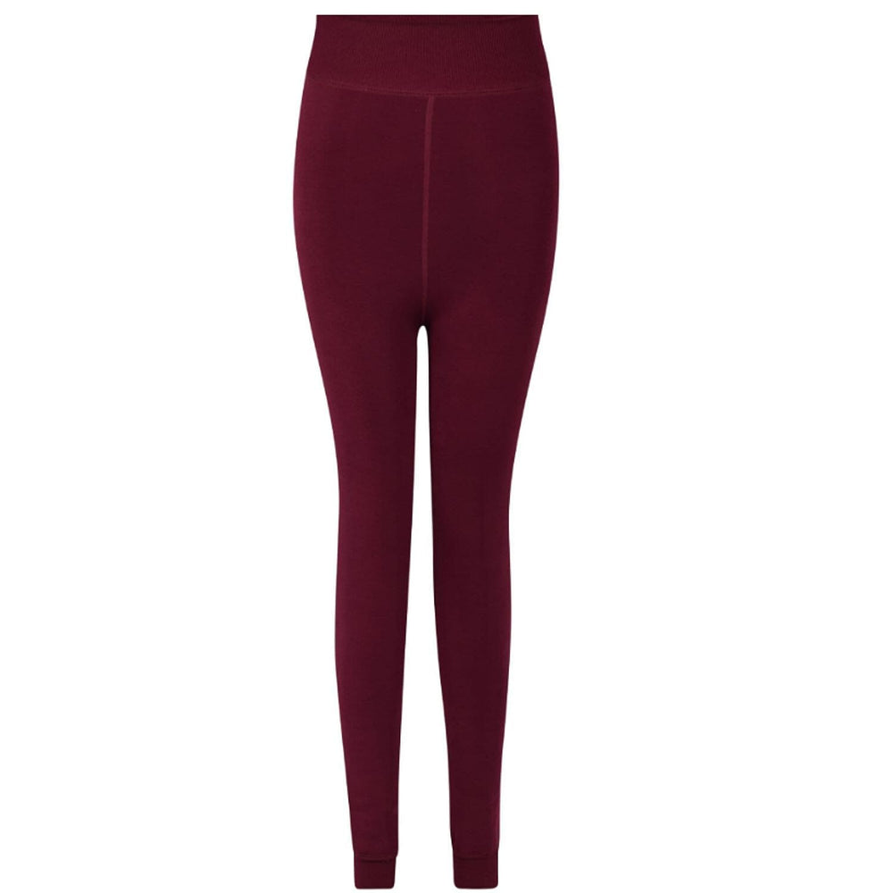 Closeout Deal Thermal Super Soft Feel Faux Fur Lined Cuffed Legging (Size XL-XXL) - Wine