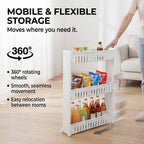 Kitchen - 3 Tier Slider Trolley Rack - White