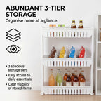 Kitchen - 3 Tier Slider Trolley Rack - White