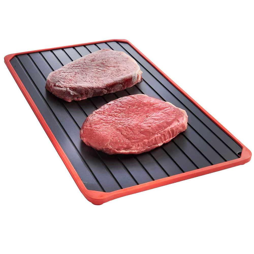 Defrost Thaw Tray with 4 Silicone Edges - Grey