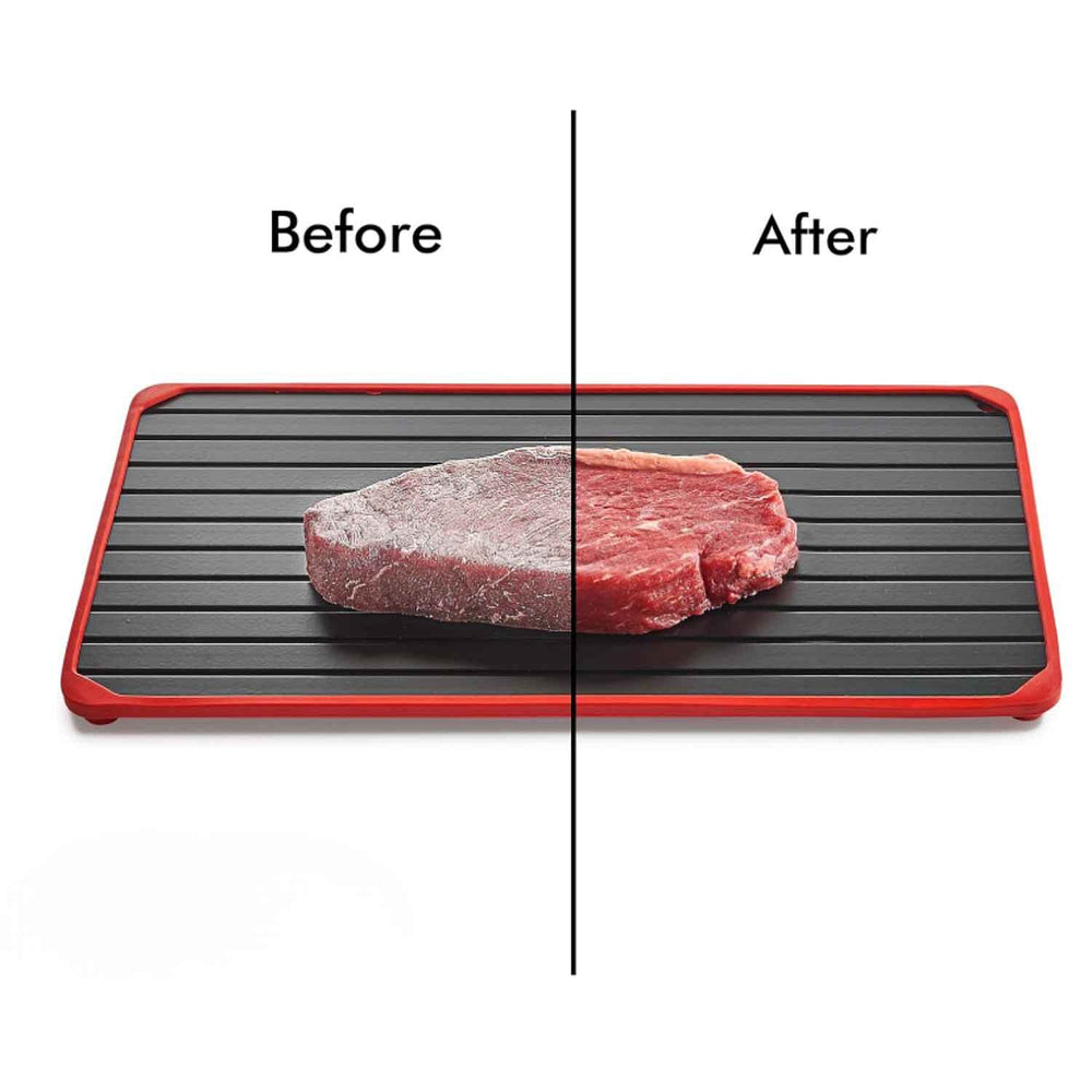 Defrost Thaw Tray with 4 Silicone Edges - Grey