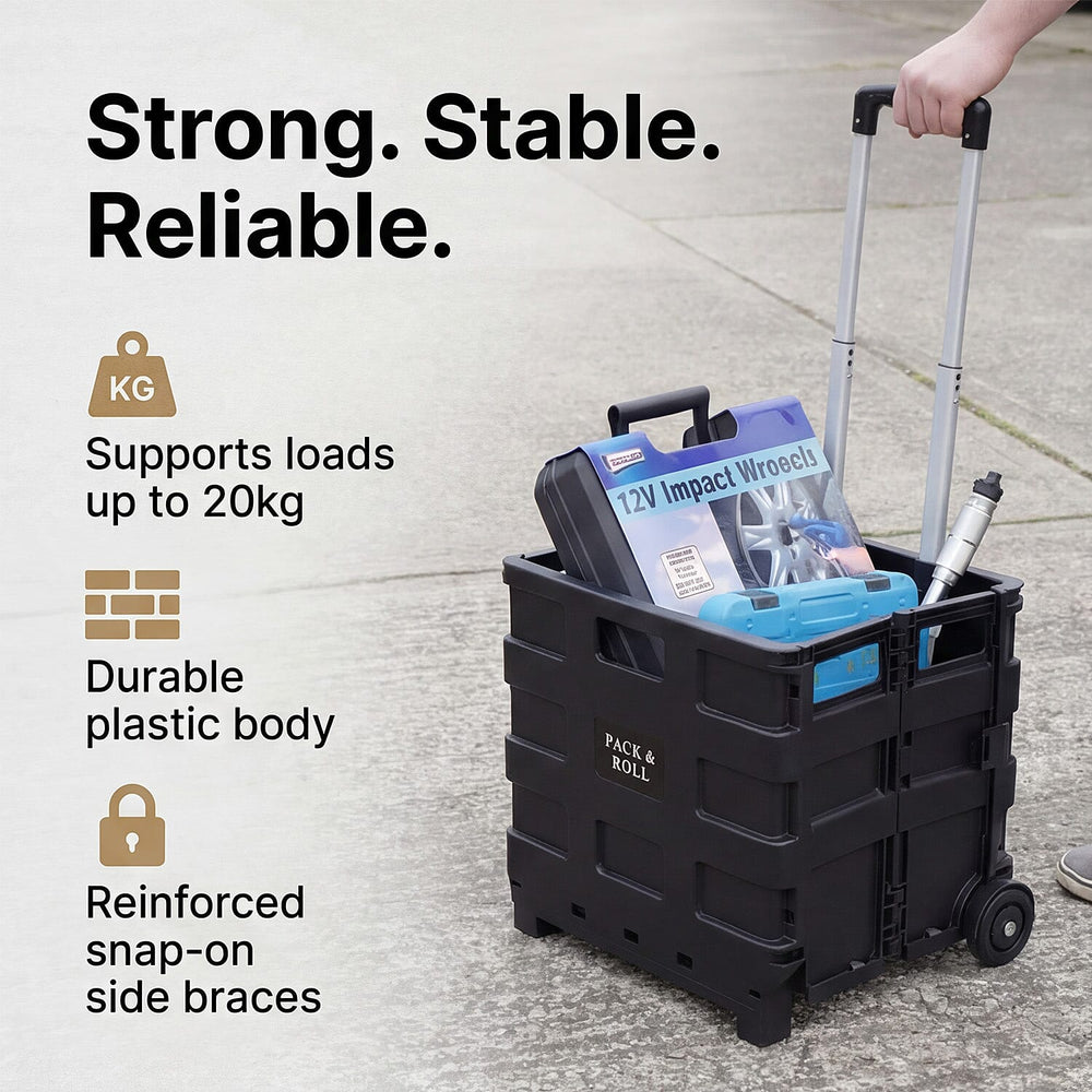 Light Weight Rustproof Foldable Shopping Cart with Wheels - Can Hold upto 25 Kgs