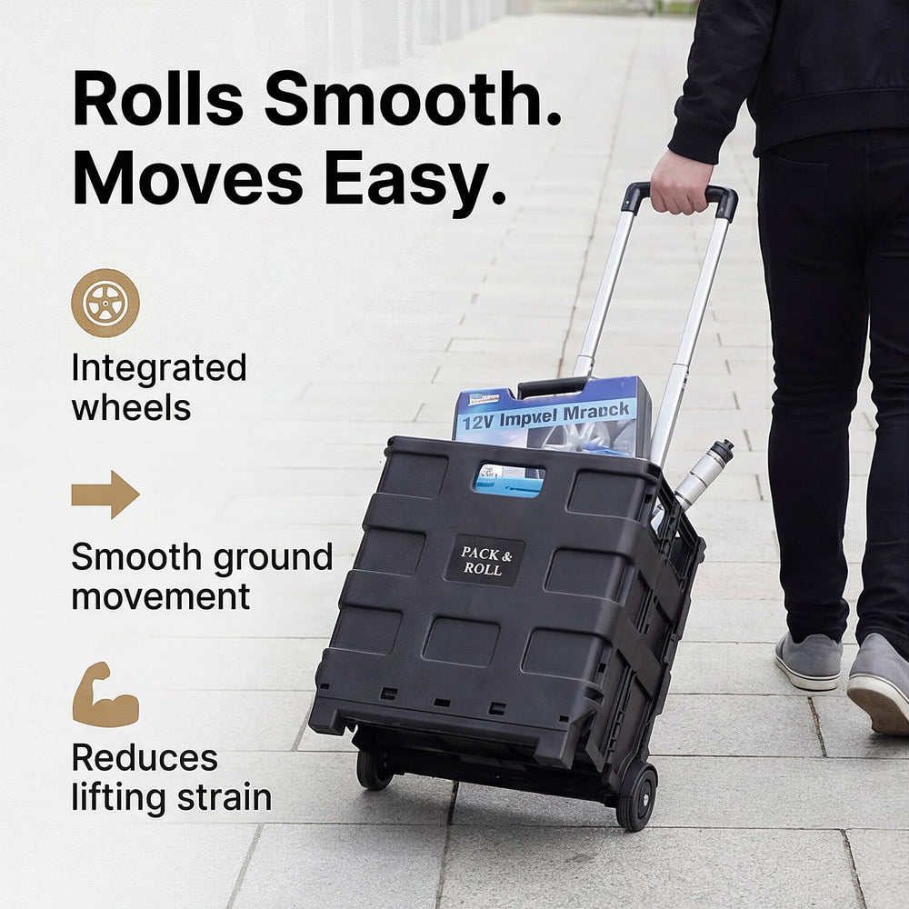 Light Weight Rustproof Foldable Shopping Cart with Wheels - Can Hold upto 25 Kgs