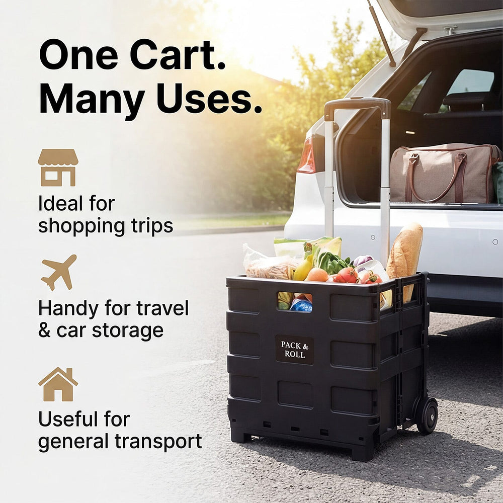 Light Weight Rustproof Foldable Shopping Cart with Wheels - Can Hold upto 25 Kgs