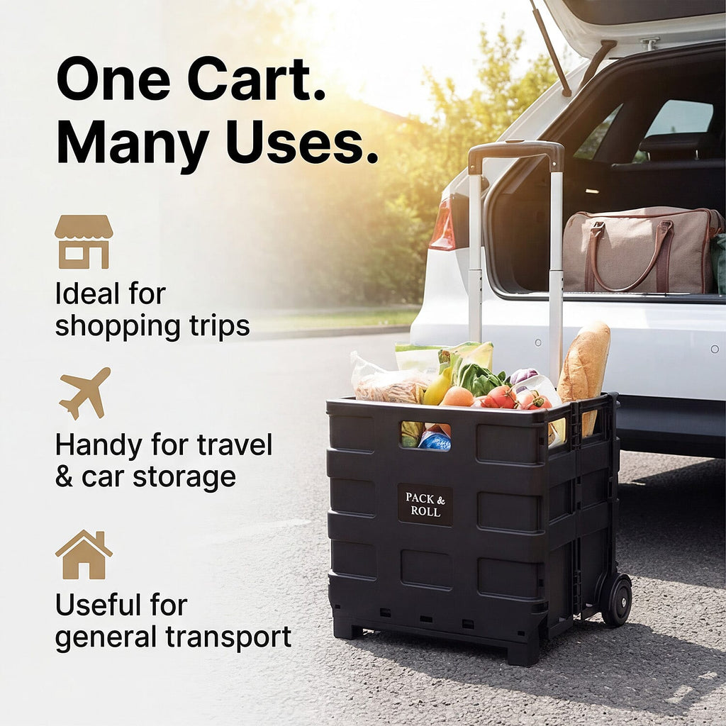 Light Weight Rustproof Foldable Shopping Cart with Wheels - Can Hold upto 25 Kgs