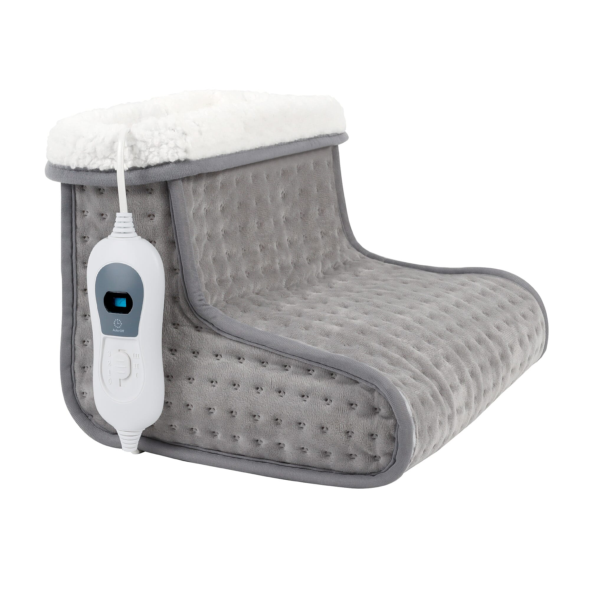 Super Luxurious Sherpa Electric Foot Warmer with 3 Temprature Modes - Grey