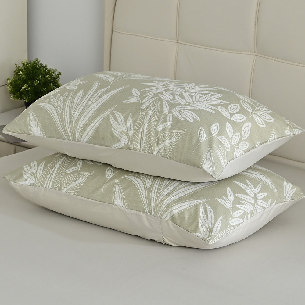 Livemore Set of 4: Reversible King Size Printed Bedding Sheet Set - inc. Deep Fitted Sheet, Duvet Cover & 2 x Pillowcases (225 x 220 cm)  - Green_8314296_4