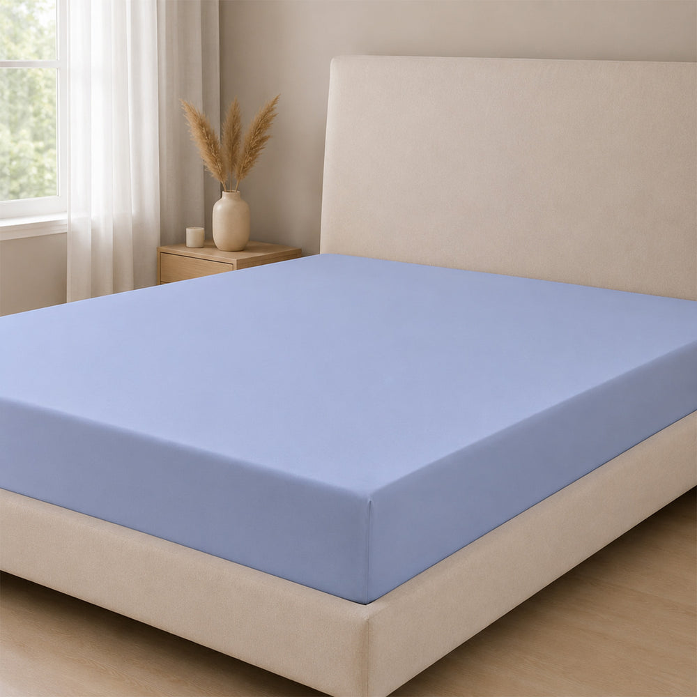 Livemore Set of 4: Reversible Printed Bedding Sheet Set - inc. Deep Fitted Sheet, Duvet Cover & 2 x Pillowcases (Double, 200 x 200 cm) - Blue_8314297_5