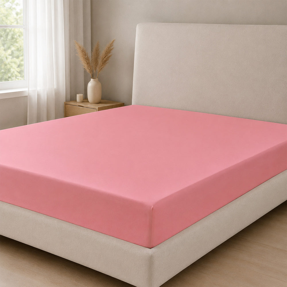 Livemore Set of 4: Reversible Printed Bedding Sheet Set - inc. Deep Fitted Sheet, Duvet Cover & 2 x Pillowcases (Double, 200 x 200 cm) - Pink_8314302_5