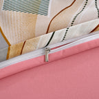 Livemore Set of 4: Reversible Geometric King Size Bedding Sheet Set - inc. Deep Fitted Sheet, Duvet Cover & 2 x Pillowcases (225 x 220 cm) - Pink_8314303_6