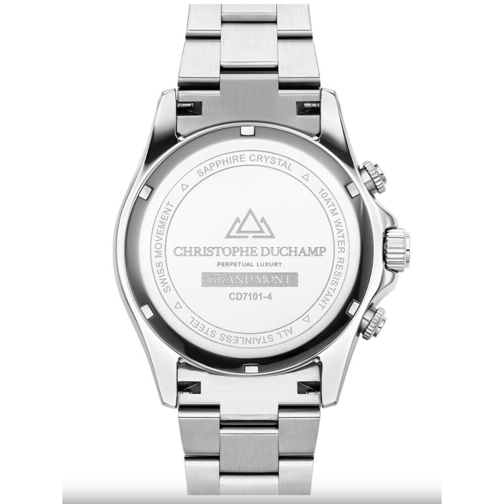 CHRISTOPHE DUCHAMP Swiss Quartz Movement Silver Dial Mens Watch with Silver Colour Stainless Steel Chain Strap