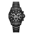 CHRISTOPHE DUCHAMP Swiss Quartz Chronograph 10ATM Black Dial Mens Watch with Stainless Steel Strap