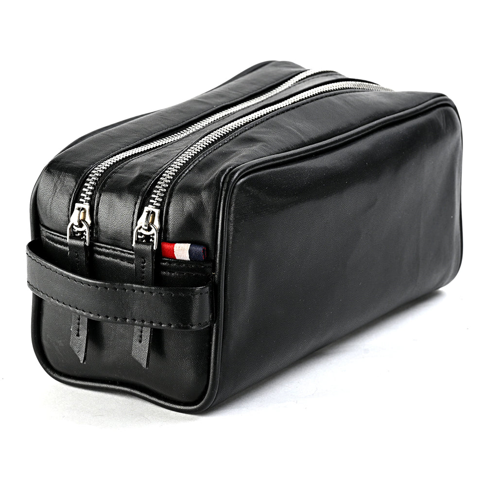 VALISSIERE Faux-Leather Travel Cosmetic - Toiletry Bag - Black