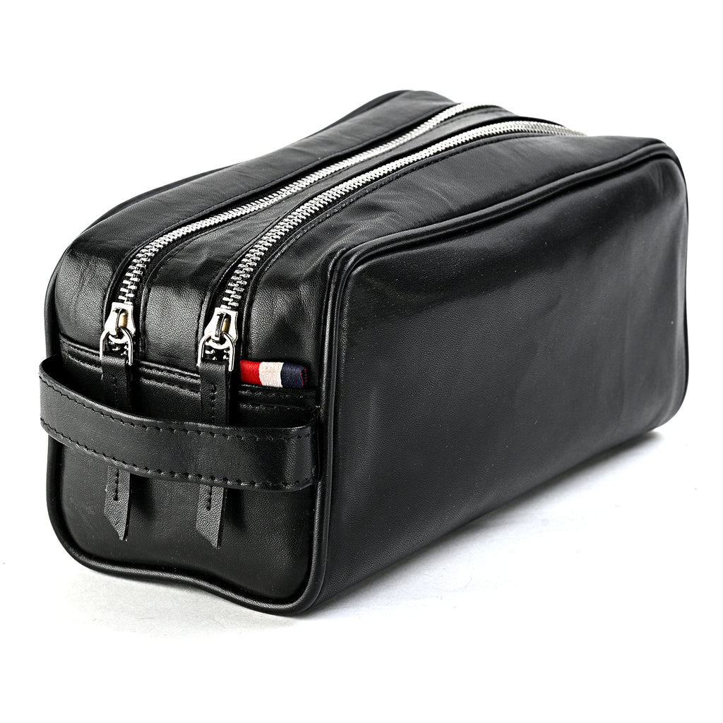 VALISSIERE Faux-Leather Travel Cosmetic - Toiletry Bag - Black