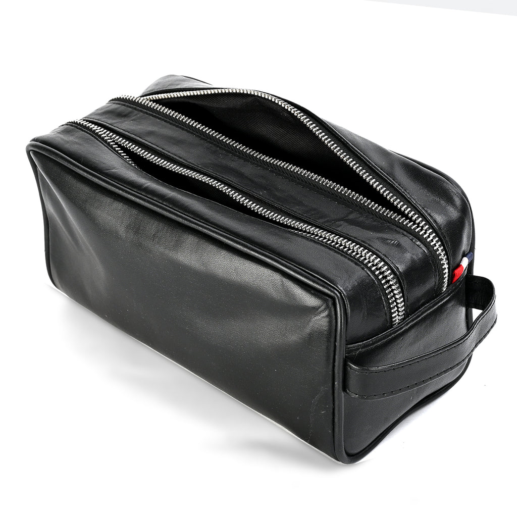 VALISSIERE Faux-Leather Travel Cosmetic - Toiletry Bag - Black