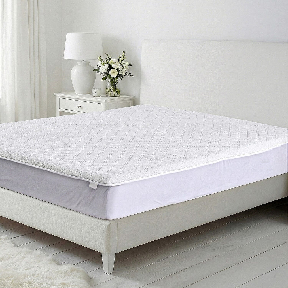 Hush Haven Premium Silver thread Waterproof Mattress Protector 220GSM (Double) - White