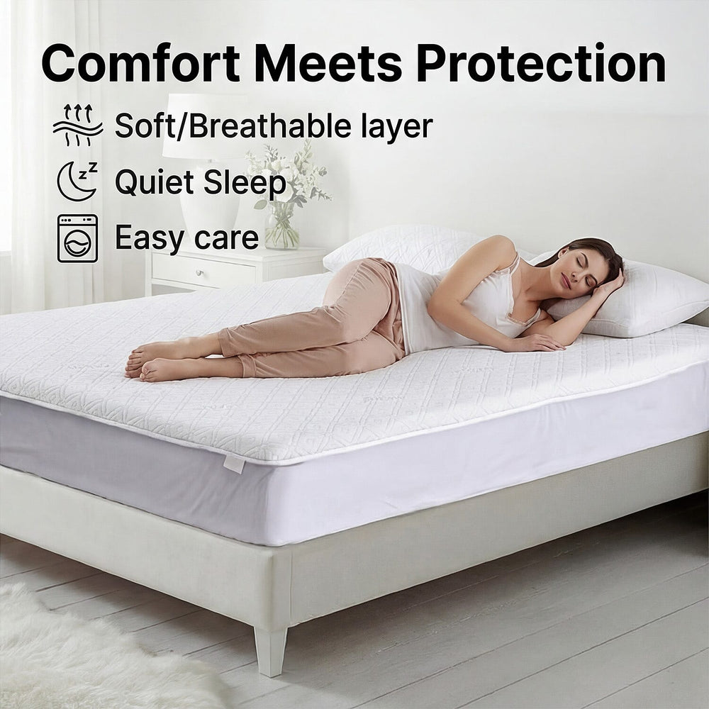 Hush Haven Premium Silver thread Waterproof Mattress Protector 220GSM (Double) - White