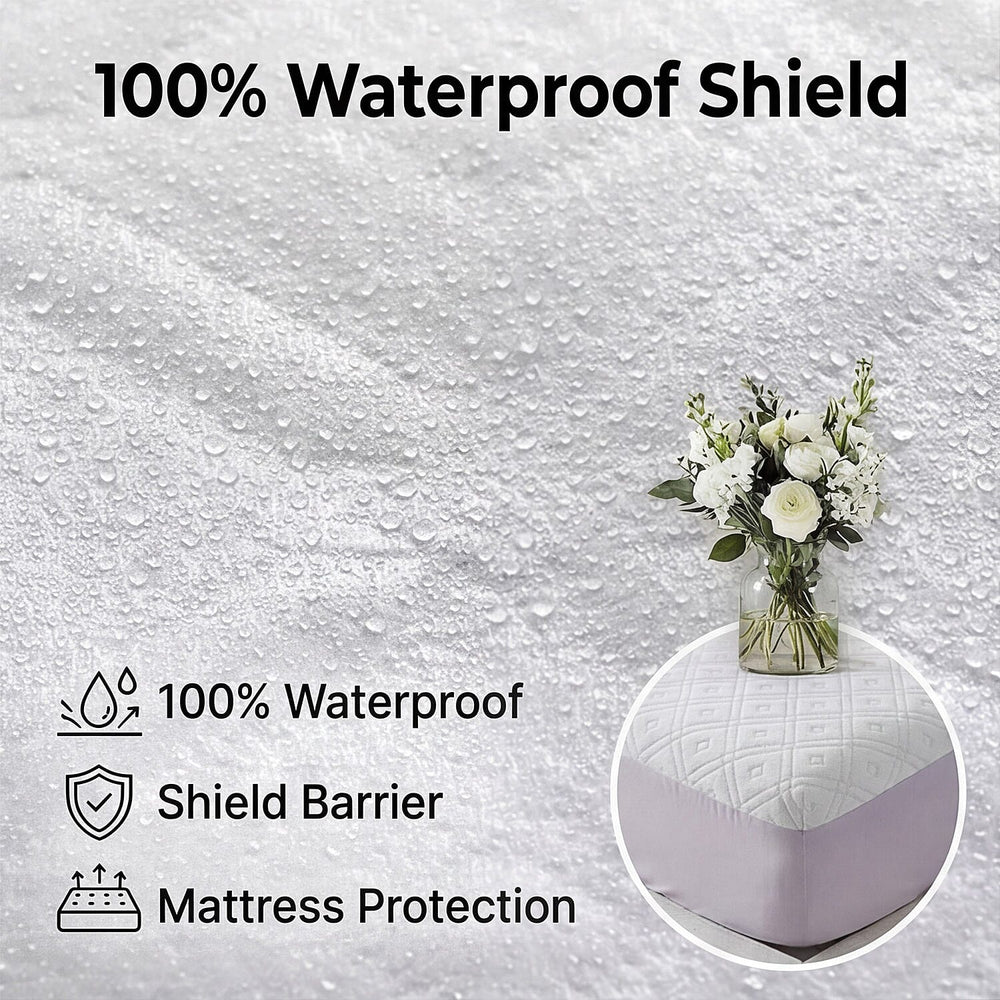 Hush Haven Premium Silver thread Waterproof Mattress Protector 220GSM (Double) - White