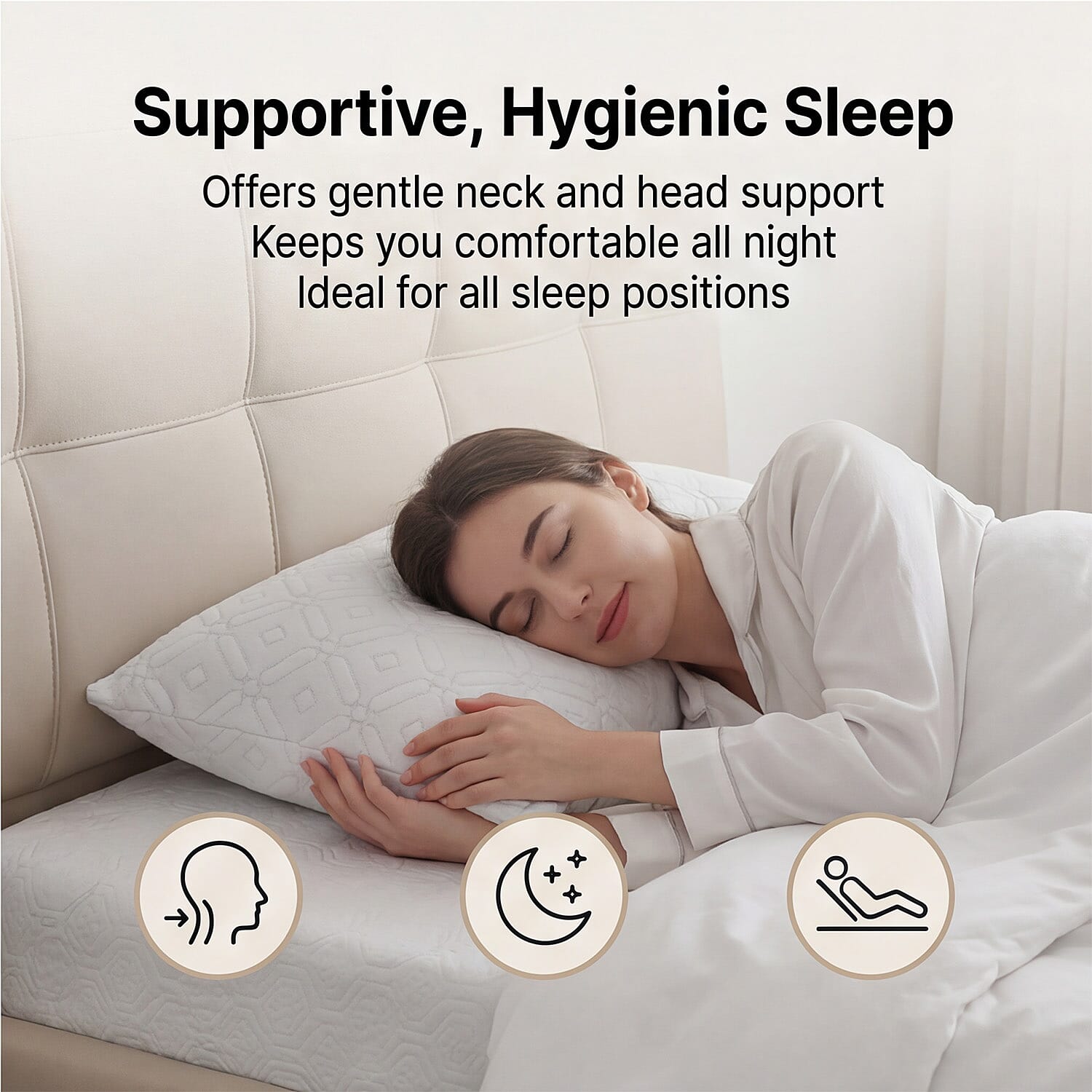 Hush Haven Silver thread Waterproof Pillow 220gsm (75 x 50cm) - White