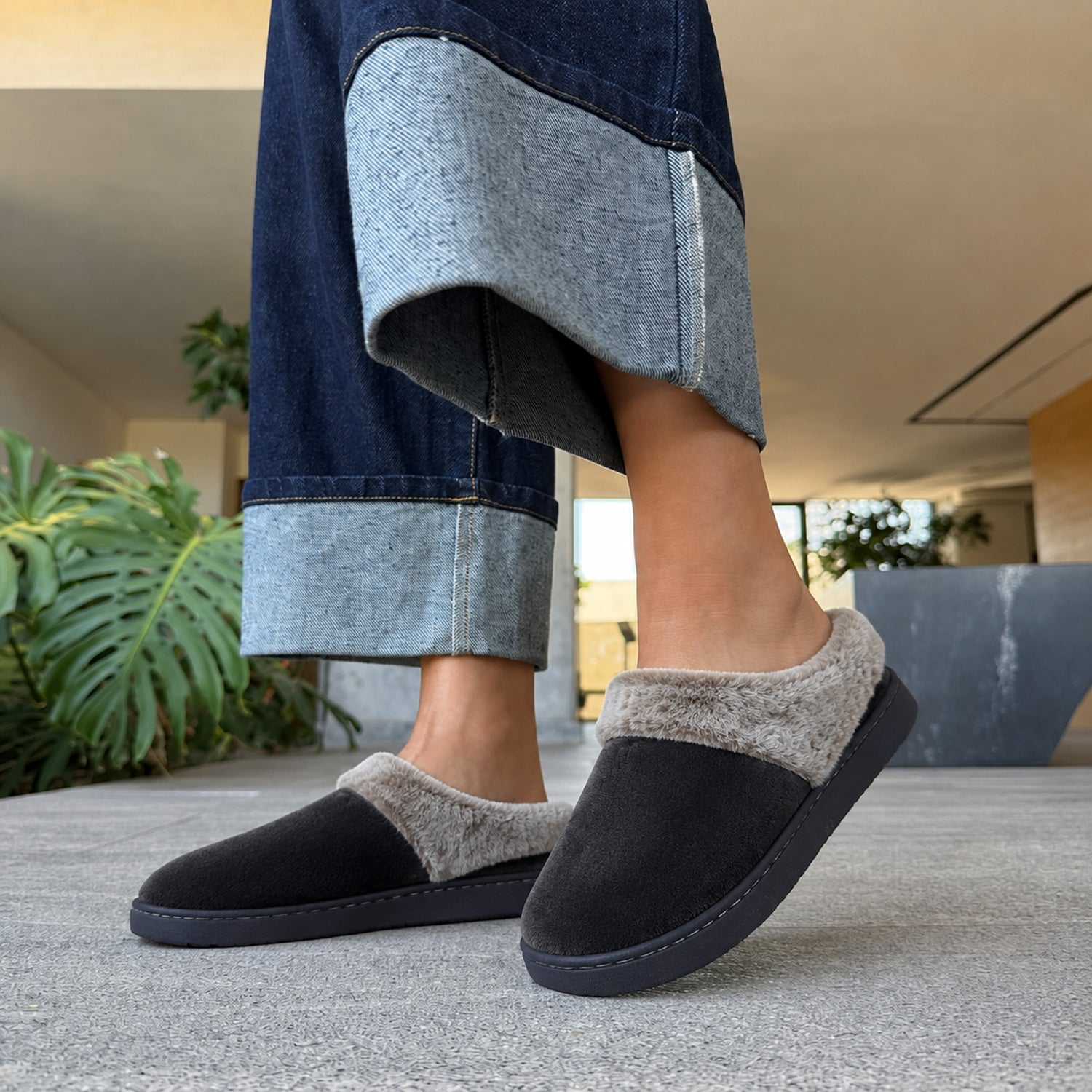 Jo & Joe Ladies Slipper (Size - 4) - Charcoal_8332854_1