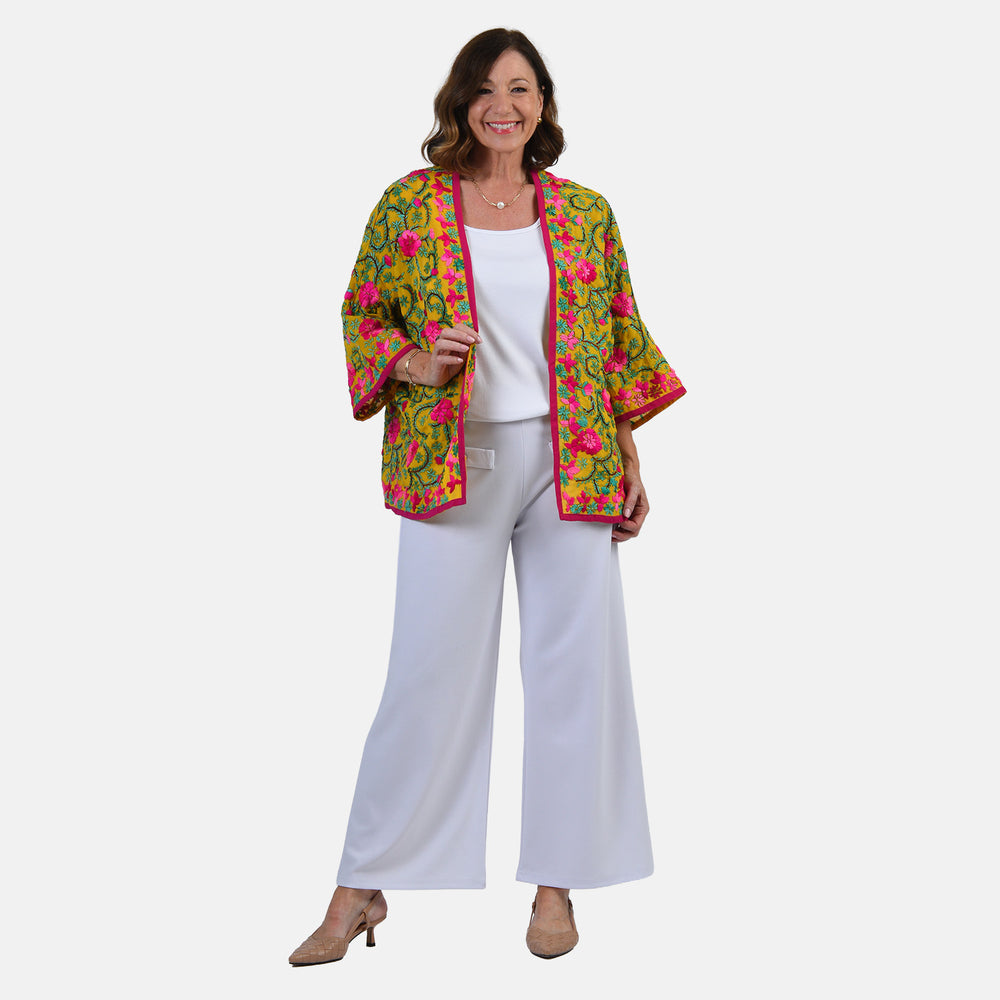 VALLISERIE Embroidery Kimono (Size - One Size) - Yellow_8335559
