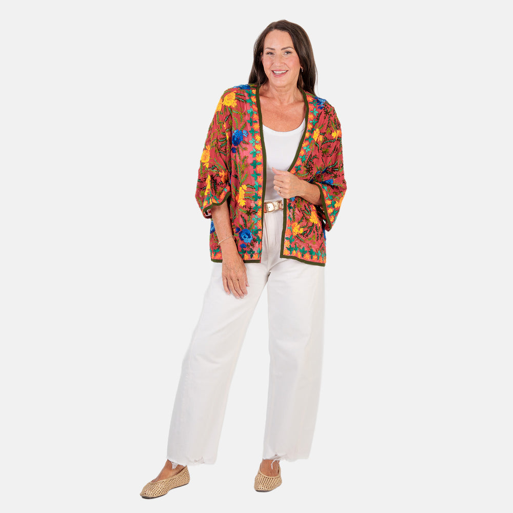 VALLISERIE Embroidery Kimono (Size - One Size) - Rust_8335560
