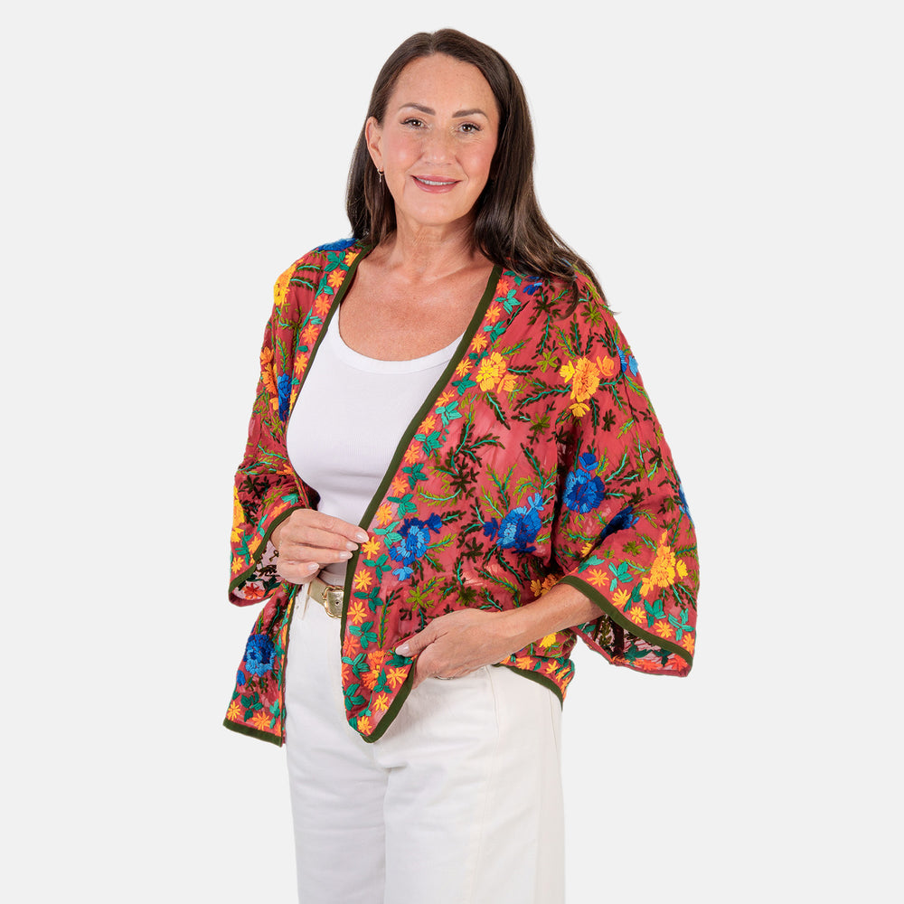VALLISERIE Embroidery Kimono (Size - One Size) - Rust_8335560_1