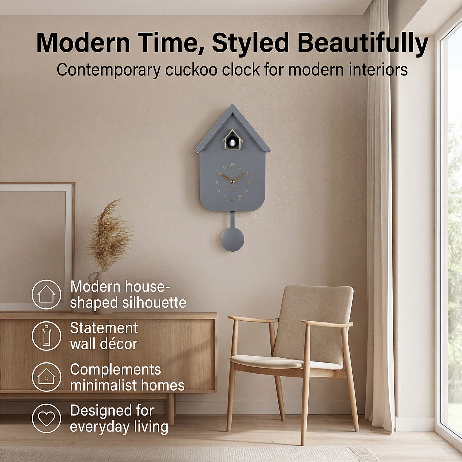 Karlsson- Cuckoo Wall Clock - Grey