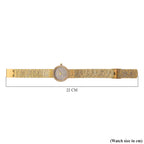 MAJESTY Quartz 7T35 Japan Movement 3ATM WR Grey Hydraulic - Crystal Dial - Gold CZ Case Ladies Watch with Gold Stainless Steel Strap