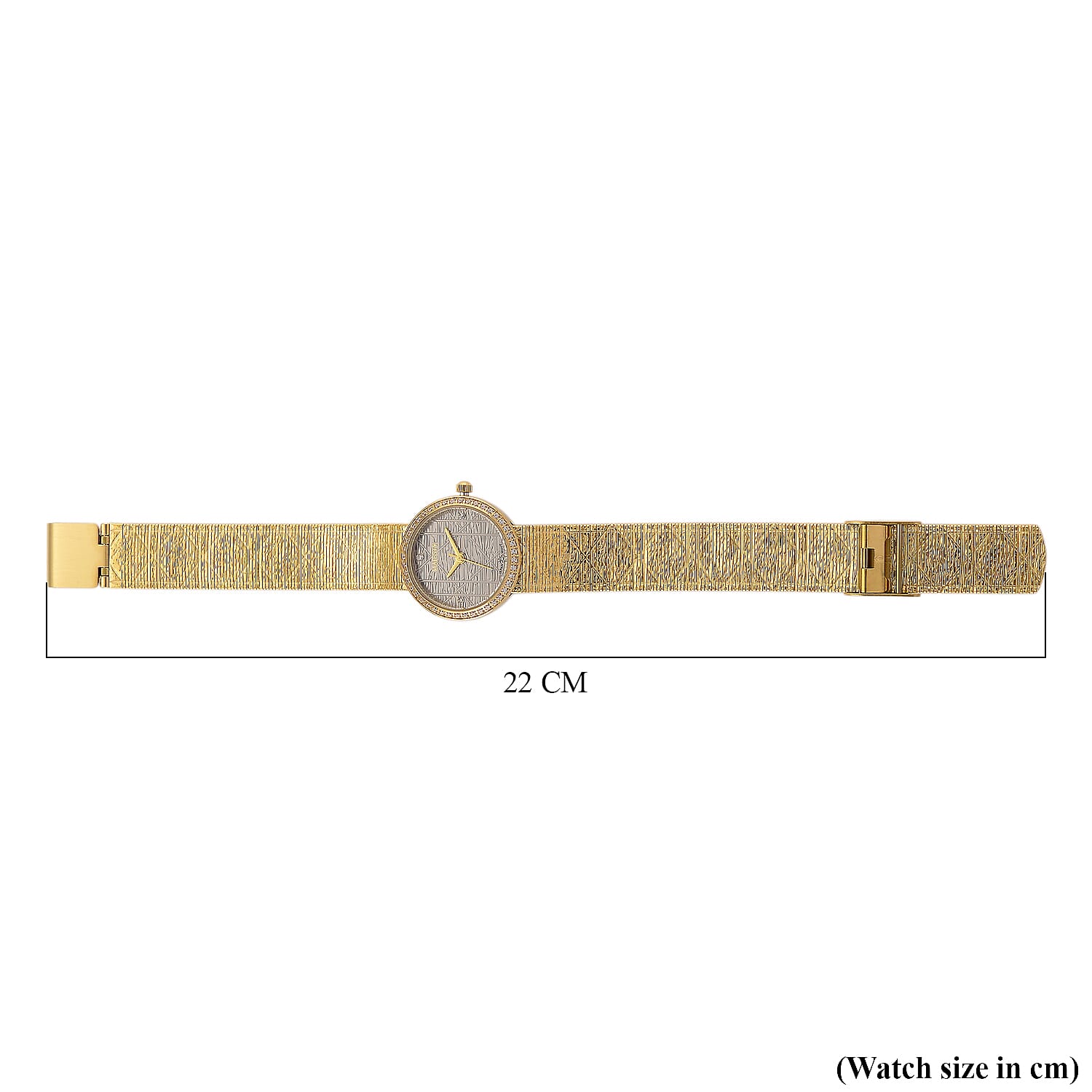 MAJESTY Quartz 7T35 Japan Movement 3ATM WR Grey Hydraulic - Crystal Dial - Gold CZ Case Ladies Watch with Gold Stainless Steel Strap