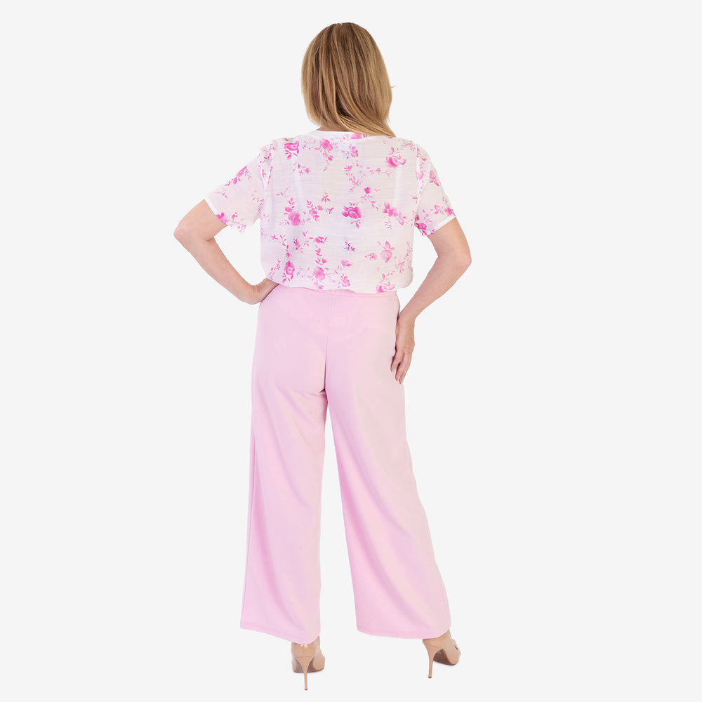 Anamor Crepe Trousers With Centre Button Detail & 27 Inch Leg (Size 12) - Dusty Pink_8349741_2