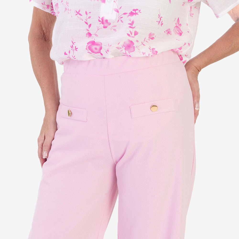 Anamor Crepe Trousers With Centre Button Detail & 27 Inch Leg (Size 12) - Dusty Pink_8349741_3